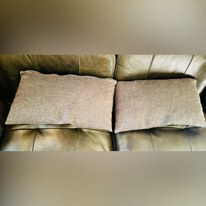 2 grey linen pillows rectangle accent throw bedding covers with inserts